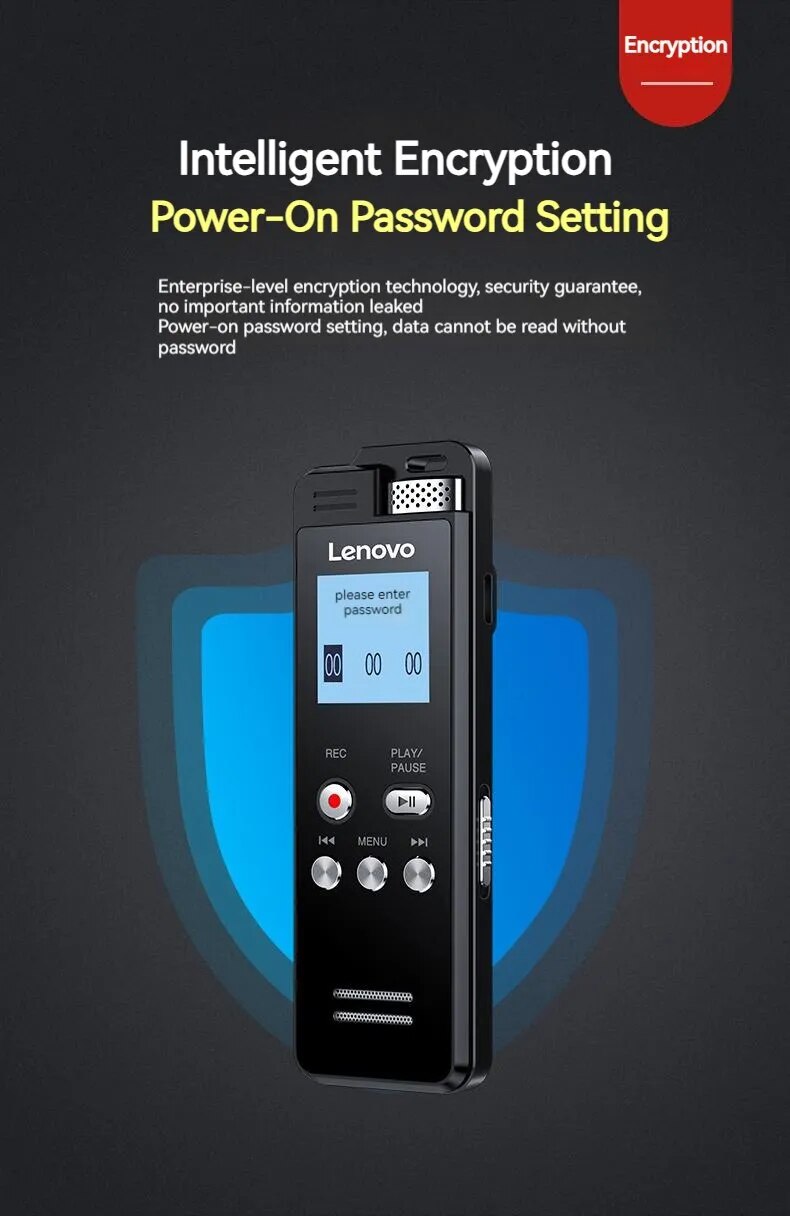 Lenovo T505 Multifunction Audio Voice Recorder Professional Lossless Sound Dictaphone MP3 Player Recording Pen Noise Reductio