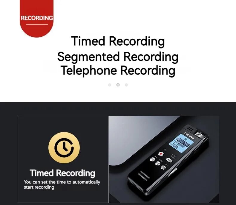 Lenovo T505 Multifunction Audio Voice Recorder Professional Lossless Sound Dictaphone MP3 Player Recording Pen Noise Reductio
