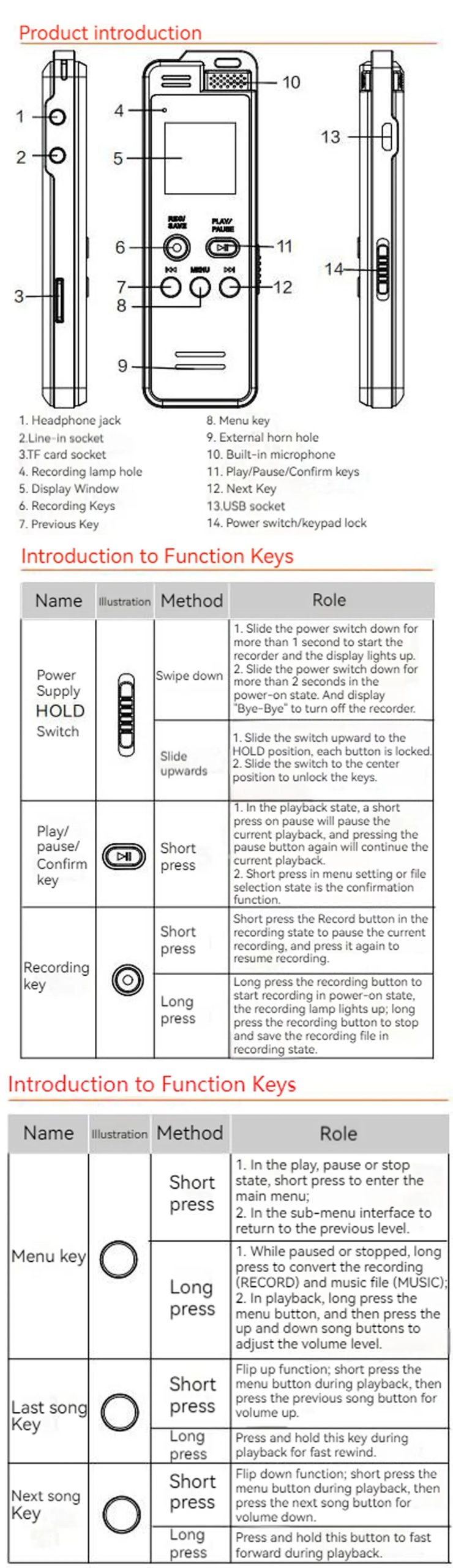 Lenovo T505 Multifunction Audio Voice Recorder Professional Lossless Sound Dictaphone MP3 Player Recording Pen Noise Reductio