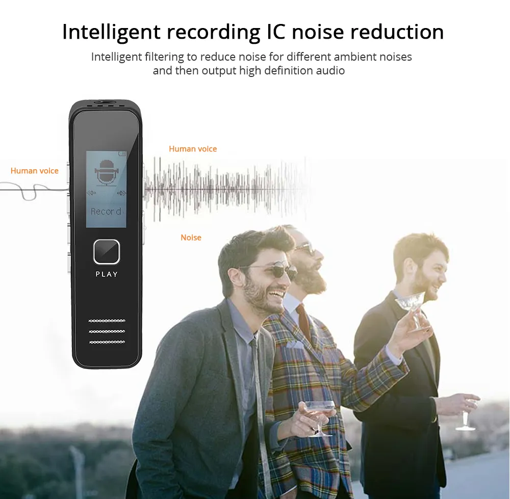 Digital Voice Recorder MP3 Player Mini Recorders pen Support 32GB TF Card Professional Dictaphone 20-hour Recording Time