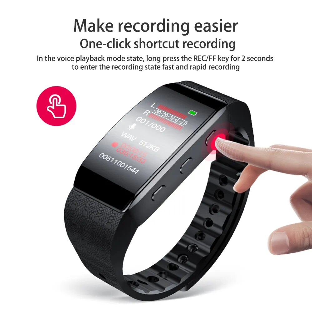 Wristband Voice Activated Recorder 16GB/32GB HD Noise Reduce Sport Pedometer Safety Digital Bracelet Watch Dictaphone MP3 Player