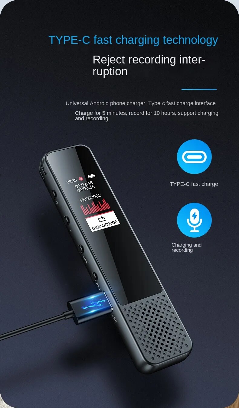 Bluetooth Phone Call Record Activated Voice Recorder Espia 32g 64gb Noise Reduce Long Standby Dictaphone Mp3 Player +loudspeaker