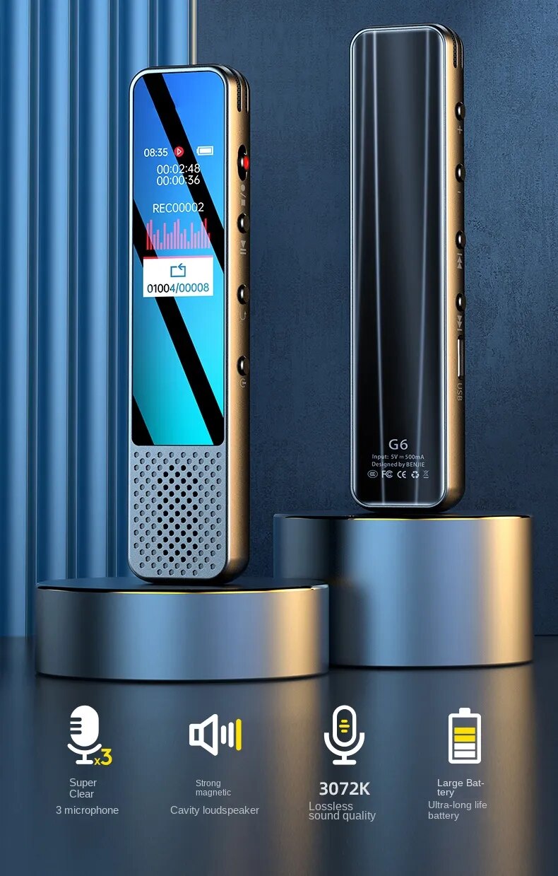Bluetooth Phone Call Record Activated Voice Recorder Espia 32g 64gb Noise Reduce Long Standby Dictaphone Mp3 Player +loudspeaker