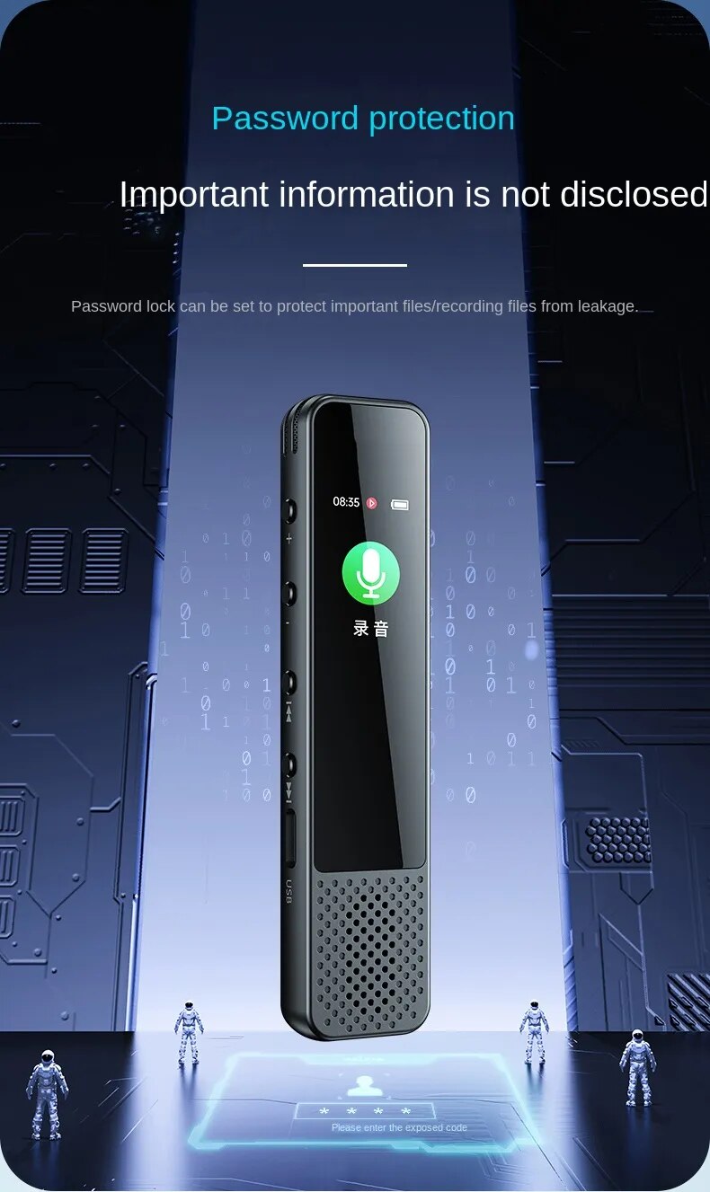 Bluetooth Phone Call Record Activated Voice Recorder Espia 32g 64gb Noise Reduce Long Standby Dictaphone Mp3 Player +loudspeaker