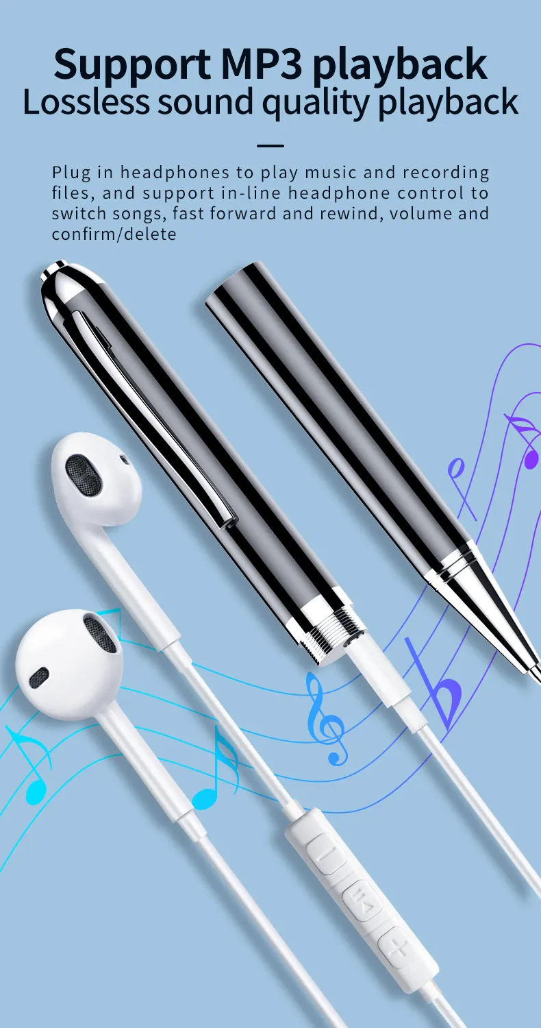 256GB Digital Activated Pen Voice Recorder Espia 4-128G Mini Professional Audio Record Noise Reduce Sound Dictaphone MP3 Player