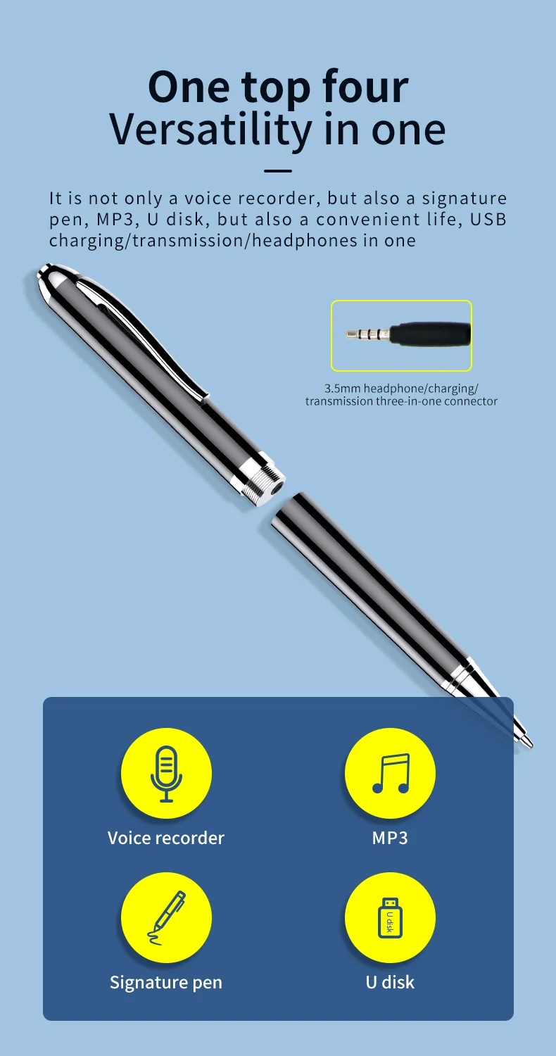 256GB Digital Activated Pen Voice Recorder Espia 4-128G Mini Professional Audio Record Noise Reduce Sound Dictaphone MP3 Player