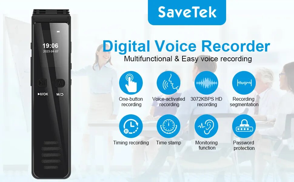 Savetek Voice Activated Digital Audio Recorder 32GB 64GB USB Pen Bluetooth Phone Call Recording A Key Fast REC 3072Kbps Mp3 Play Savetek Voice Activated Digital Audio Recorder 32GB 64GB USB Pen Bluetooth Phone Call Recording A Key Fast REC 3072Kbps Mp3 Play