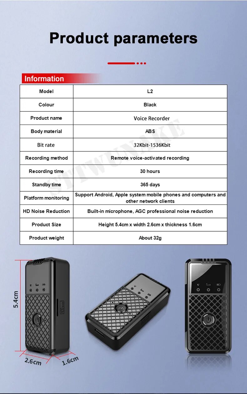 4G Network Mobile APP Control Voice Recorder Sound Activated Mini Recording Device Dictaphone Micro Audio Digital Secret Small