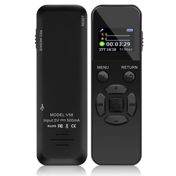 V58 64G Digital Voice Sound Recorder HIFI Recording USB Pen Mp3 Player 192Kbps Recording WAV 40H Record Device Voice Activated