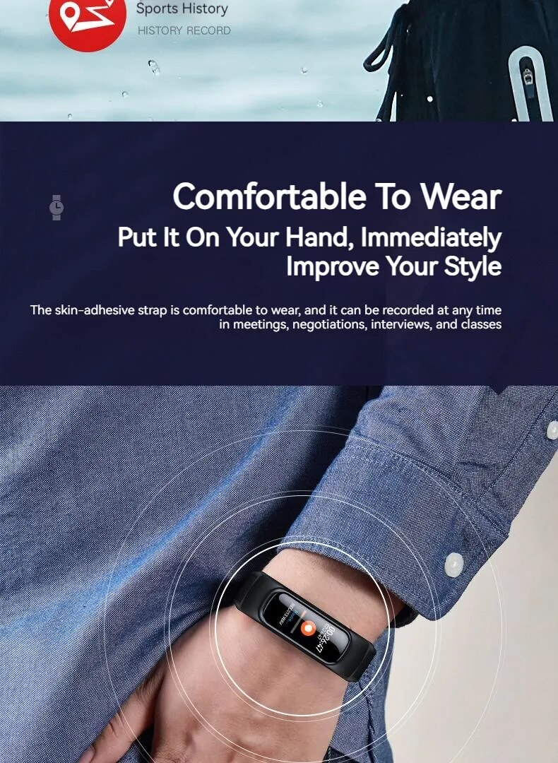 Lenovo C1 Digital Voice Recorder Watch Wireless Sport Bracelet HD Noise Cancelling Audio Recorder Voice Recording Pen Mp3 Player