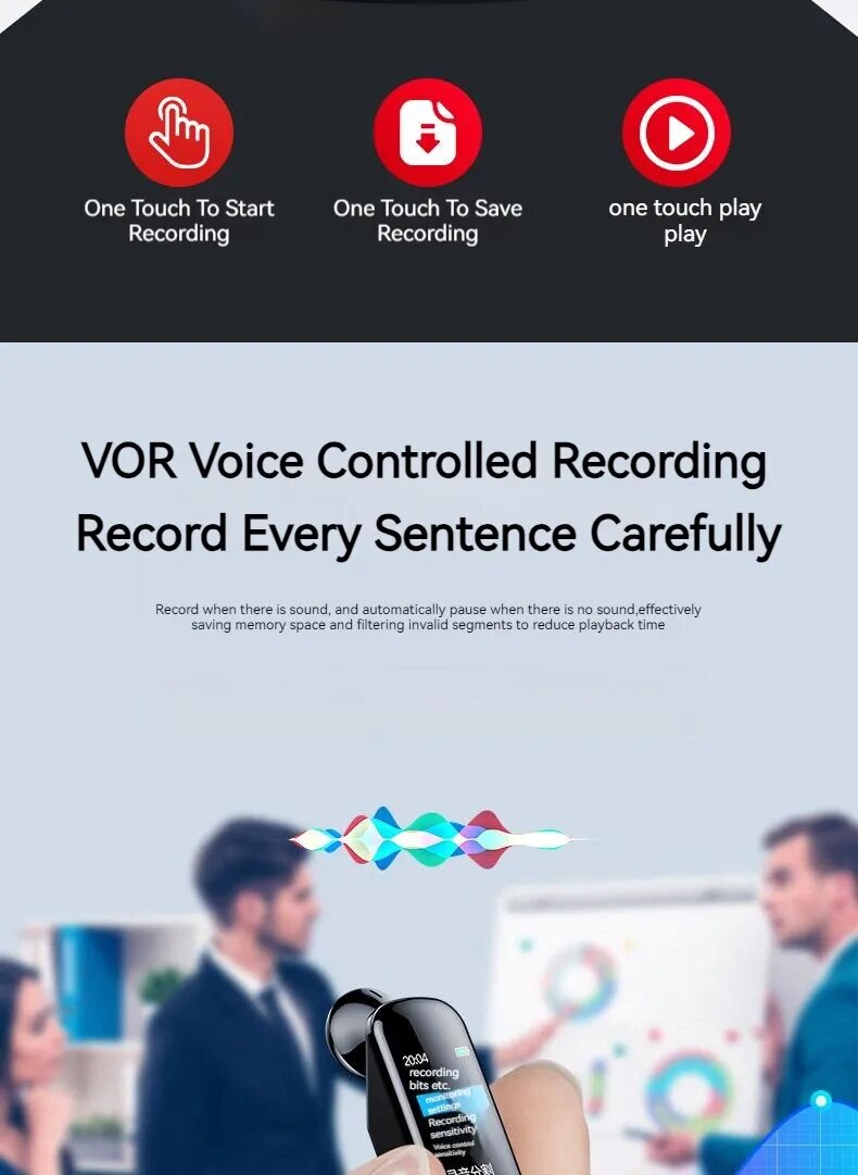 Lenovo C1 Digital Voice Recorder Watch Wireless Sport Bracelet HD Noise Cancelling Audio Recorder Voice Recording Pen Mp3 Player