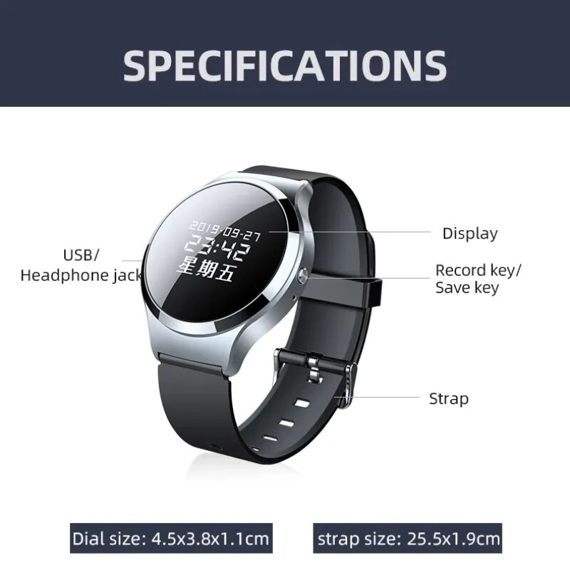 S8 Watch Activated Digital Voice Recorder 4-32GB HD Noise Cancel Smart Bracelet Recorder Mini Usb Disk Sound Dictaphone Mp3 Play S8 Watch Activated Digital Voice Recorder 4-32GB HD Noise Cancel Smart Bracelet Recorder Mini Usb Disk Sound Dictaphone Mp3 Play