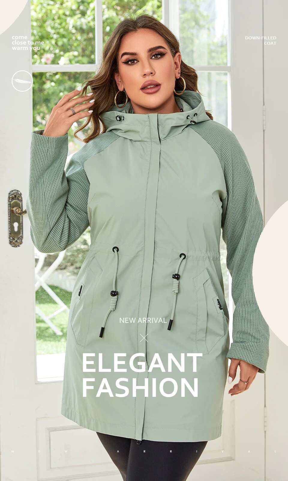 HaiLuoZi 2023 New Autumn Plus Size Women Trench Coat Windproof Mid-Long Female Clothing Hooded Drawstrings Women's Jacket 730 HaiLuoZi 2023 New Autumn Plus Size Women Trench Coat Windproof Mid-Long Female Clothing Hooded Drawstrings Women's Jacket 730