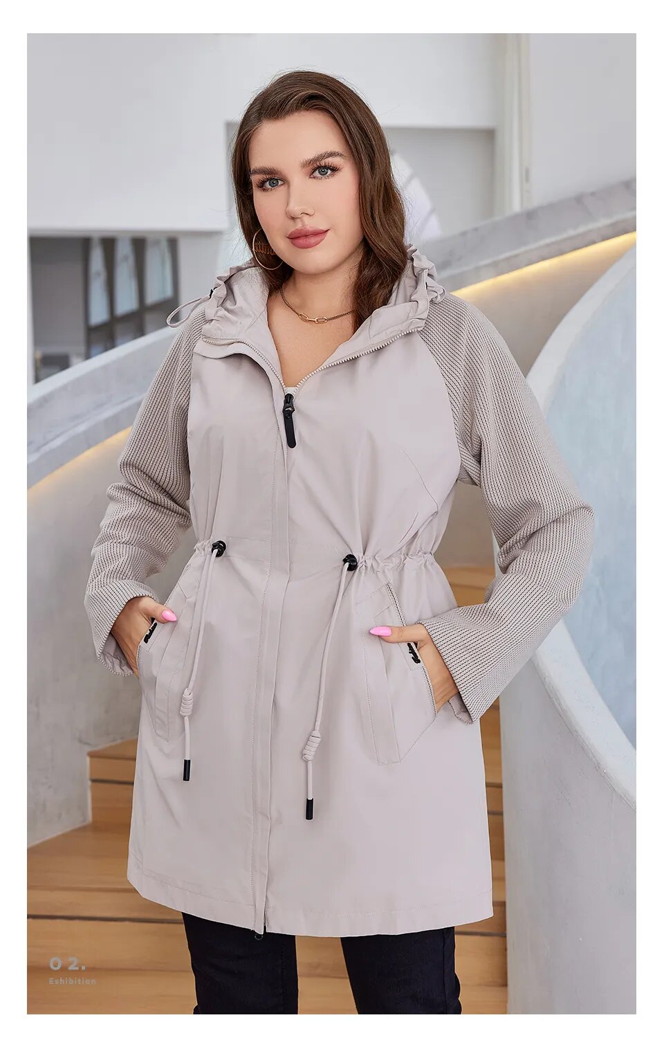 HaiLuoZi 2023 New Autumn Plus Size Women Trench Coat Windproof Mid-Long Female Clothing Hooded Drawstrings Women's Jacket 730 HaiLuoZi 2023 New Autumn Plus Size Women Trench Coat Windproof Mid-Long Female Clothing Hooded Drawstrings Women's Jacket 730