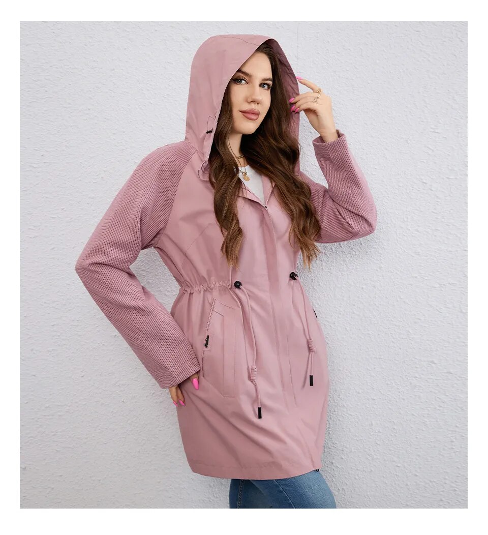 HaiLuoZi 2023 New Autumn Plus Size Women Trench Coat Windproof Mid-Long Female Clothing Hooded Drawstrings Women's Jacket 730 HaiLuoZi 2023 New Autumn Plus Size Women Trench Coat Windproof Mid-Long Female Clothing Hooded Drawstrings Women's Jacket 730