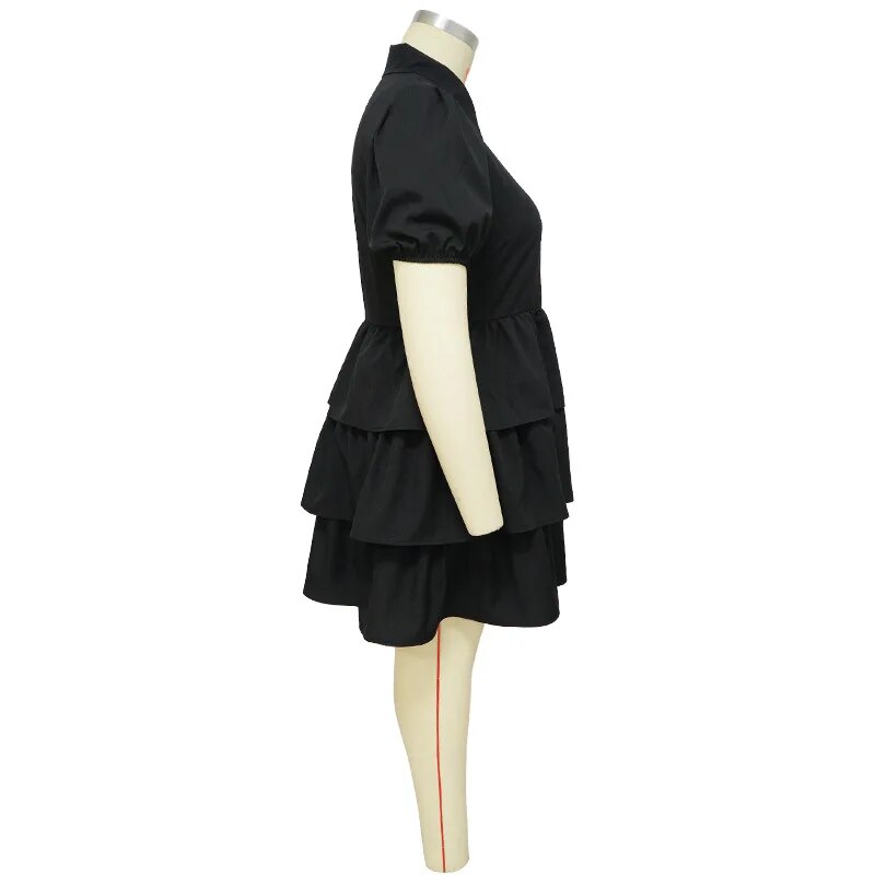 Elegant Women Puff Sleeve Single Breasted Lapel Collar Babydoll Dress Street White Big Swing Loose Smock Plus Size Shirt Dresses Elegant Women Puff Sleeve Single Breasted Lapel Collar Babydoll Dress Street White Big Swing Loose Smock Plus Size Shirt Dresses