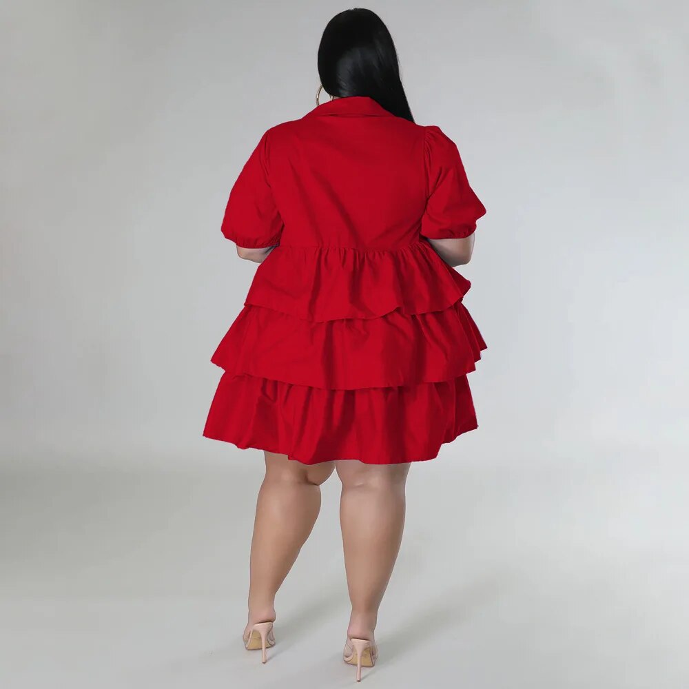 Elegant Women Puff Sleeve Single Breasted Lapel Collar Babydoll Dress Street White Big Swing Loose Smock Plus Size Shirt Dresses Elegant Women Puff Sleeve Single Breasted Lapel Collar Babydoll Dress Street White Big Swing Loose Smock Plus Size Shirt Dresses