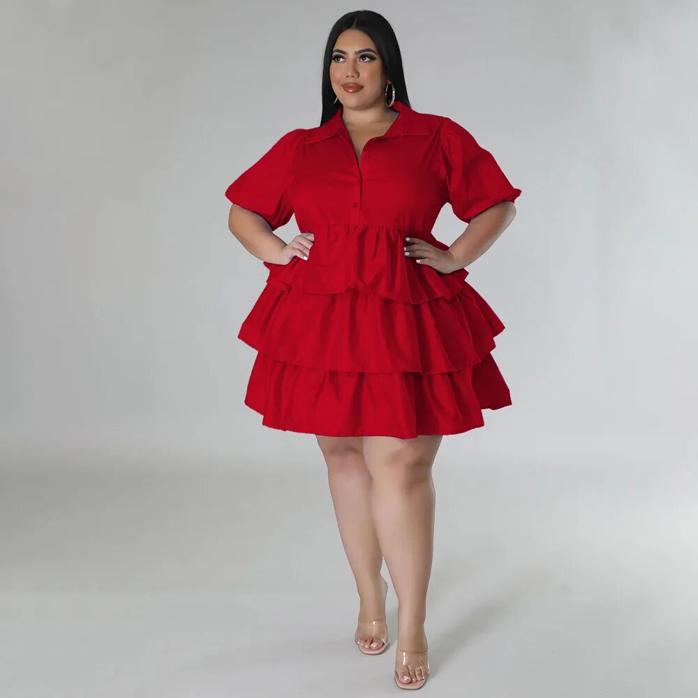 Elegant Women Puff Sleeve Single Breasted Lapel Collar Babydoll Dress Street White Big Swing Loose Smock Plus Size Shirt Dresses Elegant Women Puff Sleeve Single Breasted Lapel Collar Babydoll Dress Street White Big Swing Loose Smock Plus Size Shirt Dresses