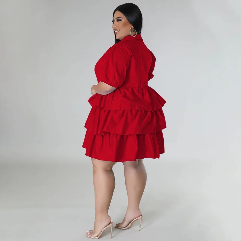 Elegant Women Puff Sleeve Single Breasted Lapel Collar Babydoll Dress Street White Big Swing Loose Smock Plus Size Shirt Dresses Elegant Women Puff Sleeve Single Breasted Lapel Collar Babydoll Dress Street White Big Swing Loose Smock Plus Size Shirt Dresses