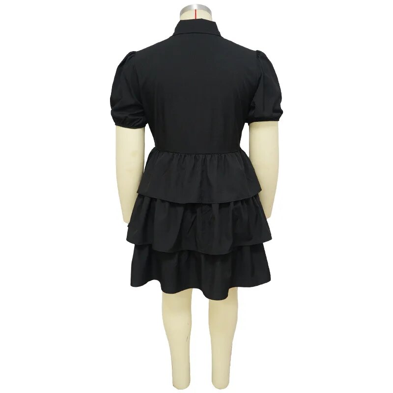 Elegant Women Puff Sleeve Single Breasted Lapel Collar Babydoll Dress Street White Big Swing Loose Smock Plus Size Shirt Dresses Elegant Women Puff Sleeve Single Breasted Lapel Collar Babydoll Dress Street White Big Swing Loose Smock Plus Size Shirt Dresses