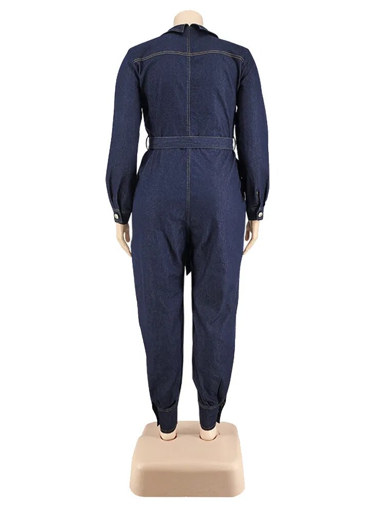 Women Jumpsuit Long Elegant Spring Large Denim Jumpsuit Jeans Casual Plus Size Female Jumpsuits Wholesale Dropshipping