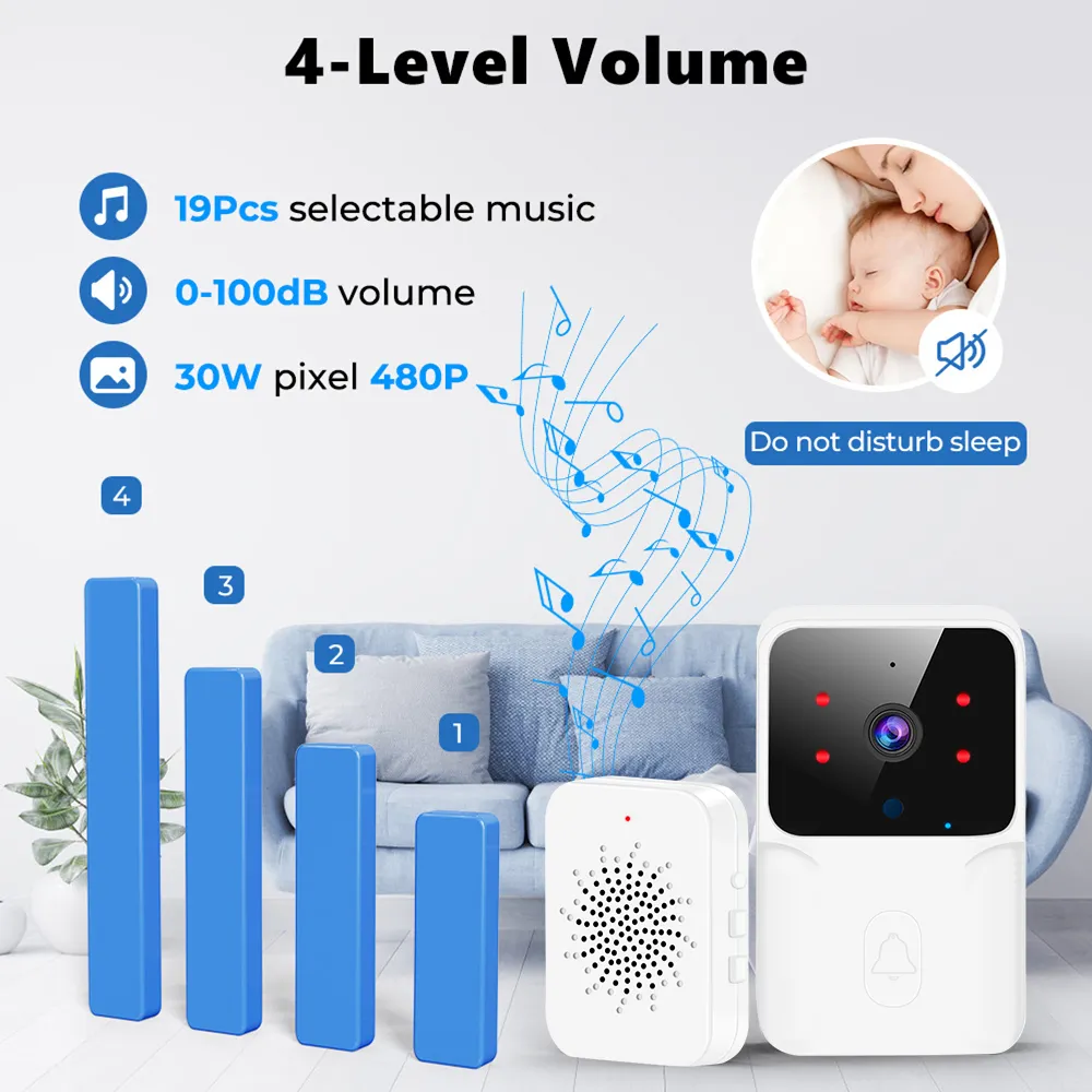 Tuya WiFi Video Doorbell Wireless HD Camera PIR Motion Detection IR Alarm Security Smart Home Door Bell WiFi Intercom for Home