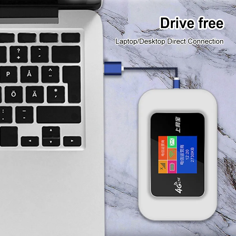 4G LTE WiFi Router 150Mbps Portable WiFi Router LCD Indicator Display 2500mAh Pocket MIFI Hotspot with SIM Card Slot
