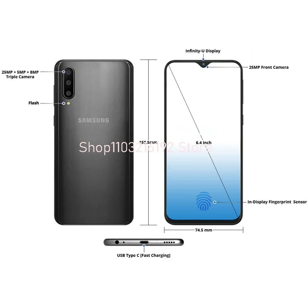 Unused Samsung Galaxy A50 SM-A505U 64GB+4GB RAM 25MP LTE Unlocked Smartphone
