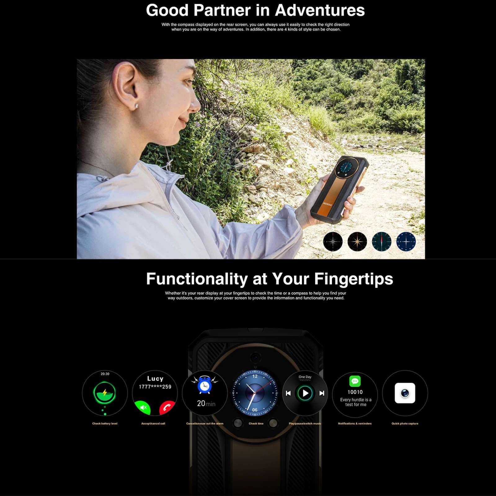 DOOGEE S110 12GB+256GB Rugged Phone 6.58” FHD Waterdrop Screen Android 13 Helio G99 66W Fast Charging 10800mAh 4G Smartphone
