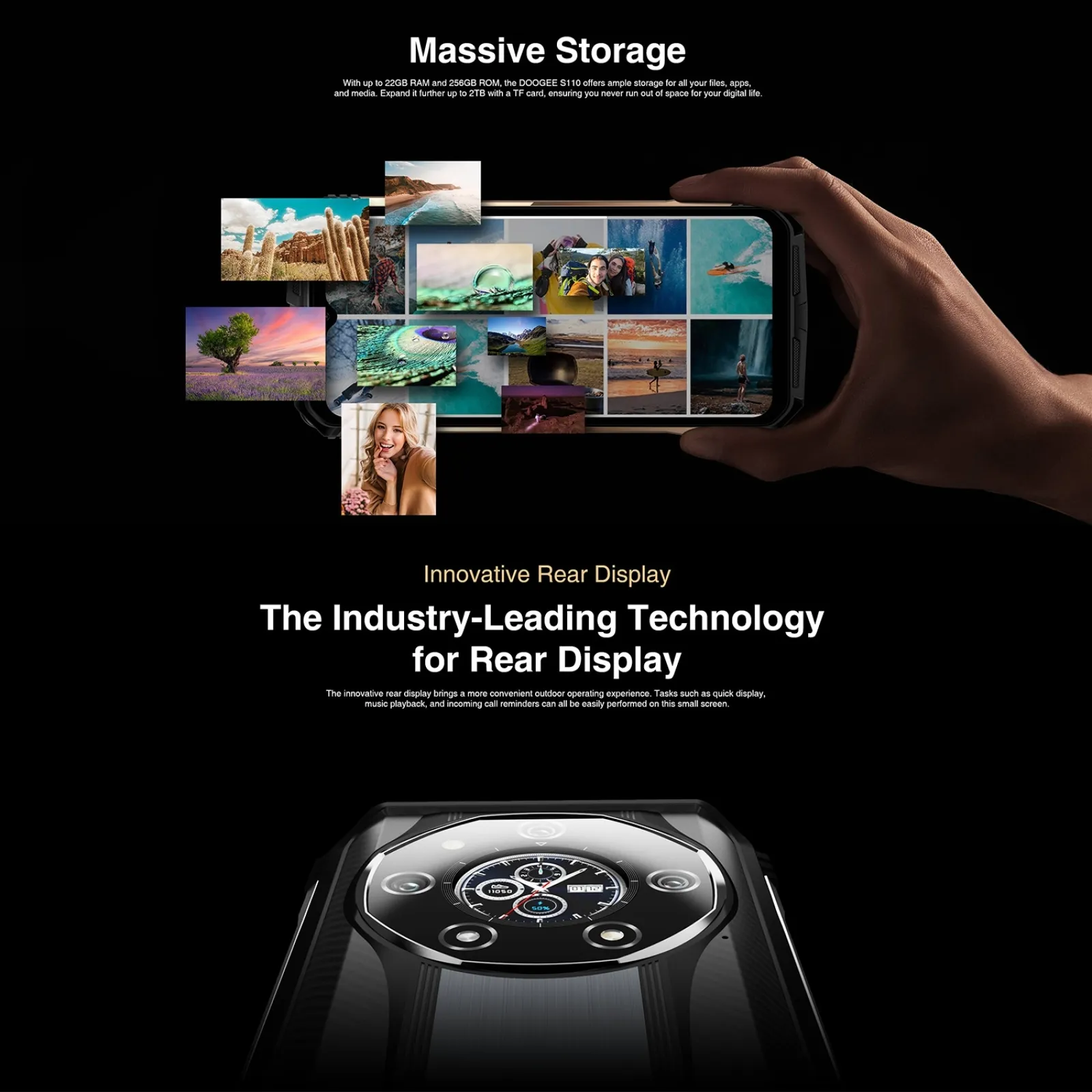 DOOGEE S110 12GB+256GB Rugged Phone 6.58” FHD Waterdrop Screen Android 13 Helio G99 66W Fast Charging 10800mAh 4G Smartphone