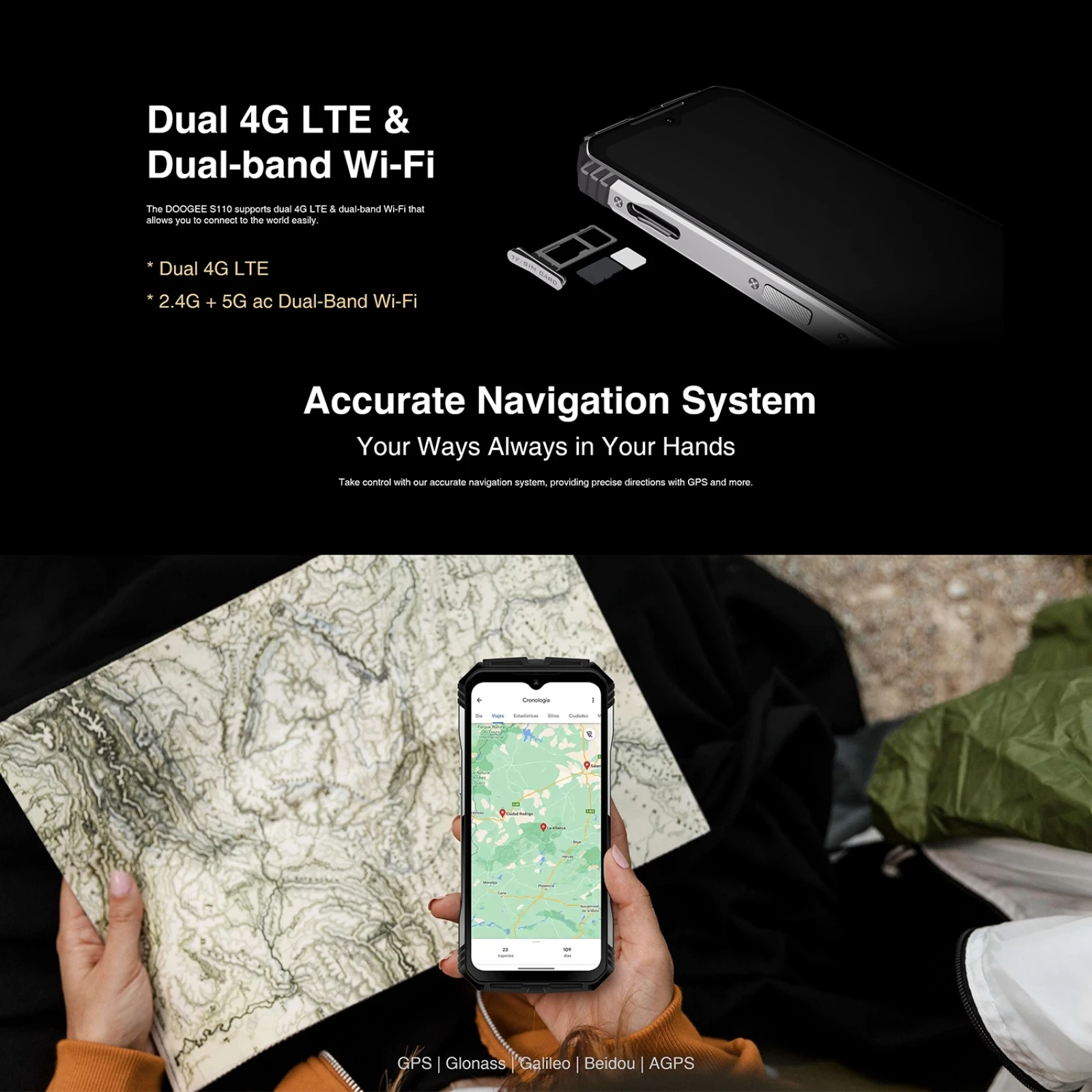 DOOGEE S110 12GB+256GB Rugged Phone 6.58” FHD Waterdrop Screen Android 13 Helio G99 66W Fast Charging 10800mAh 4G Smartphone