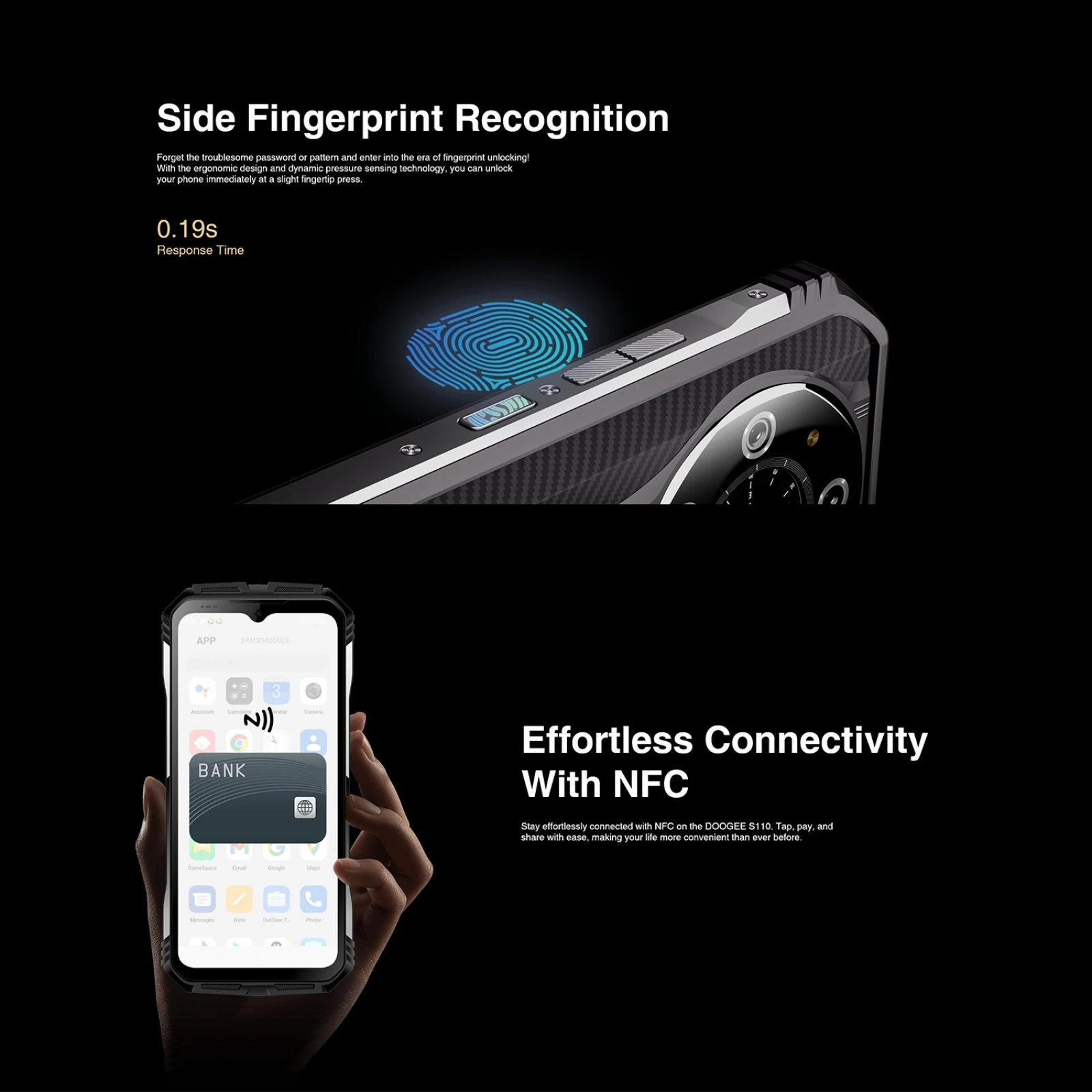 DOOGEE S110 12GB+256GB Rugged Phone 6.58” FHD Waterdrop Screen Android 13 Helio G99 66W Fast Charging 10800mAh 4G Smartphone