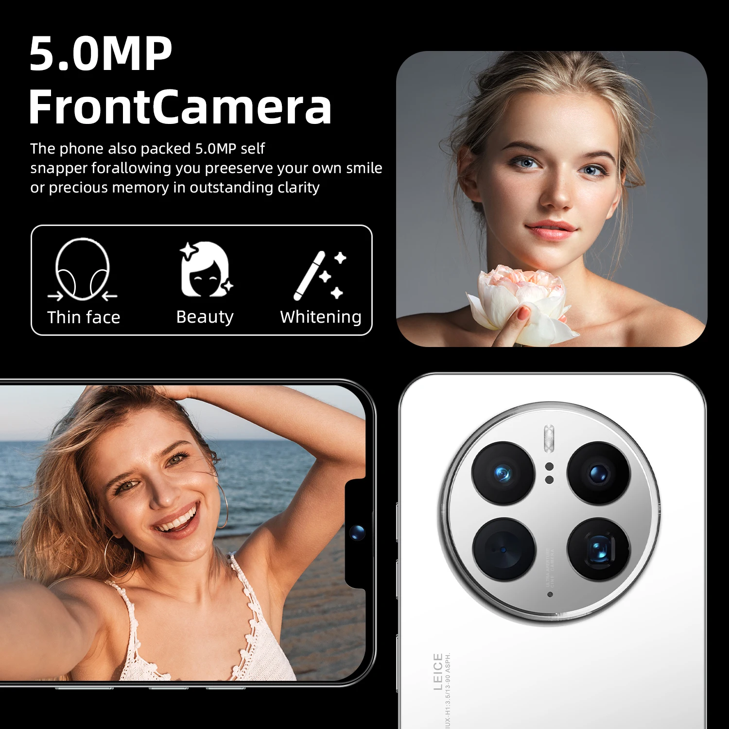 Amoi A50 Global Version Android 2GB RAM +16GB ROM 4G Mobile Phones Smartphone 5200mAh Big Battery 6.6-inch 5MP +16MP Camera