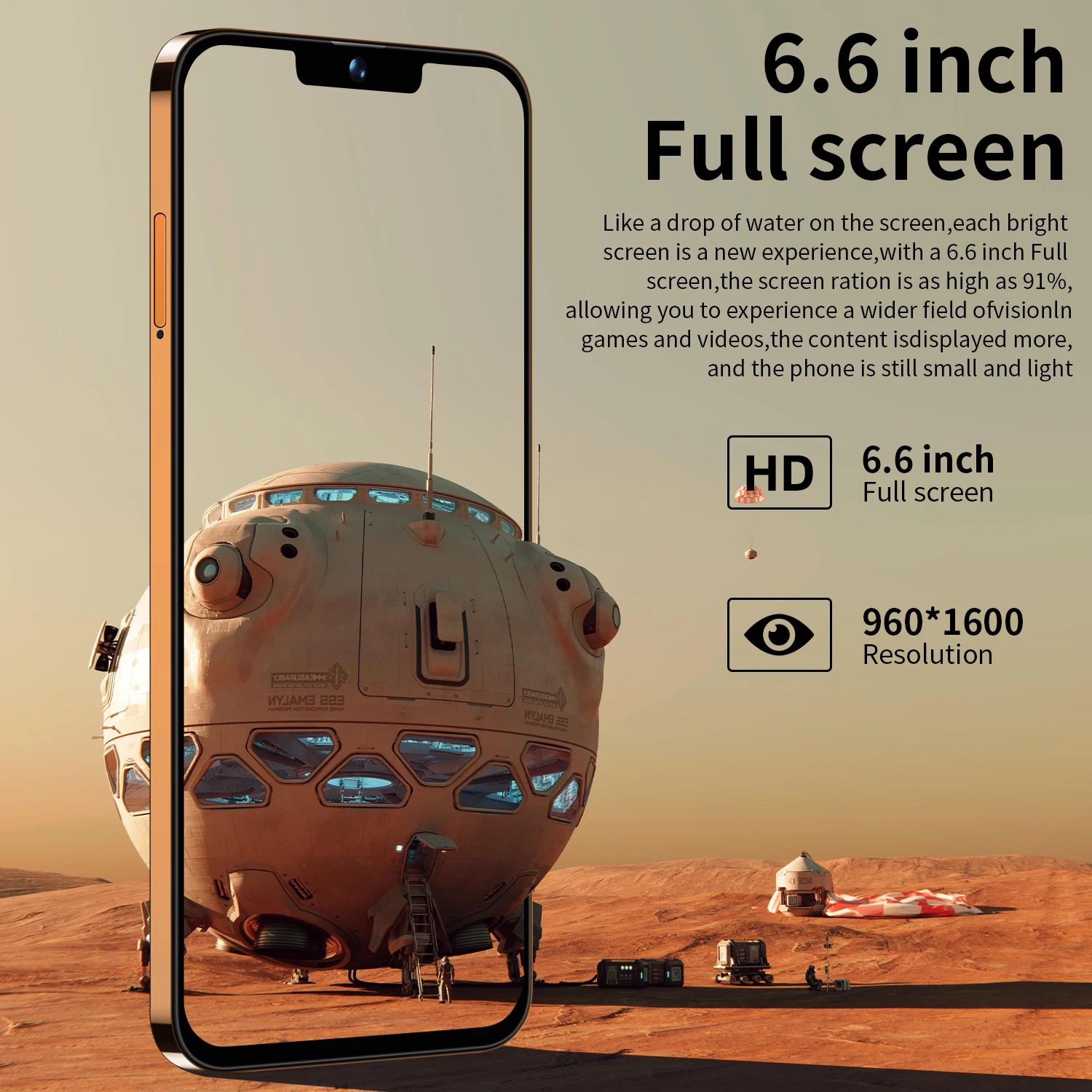 Amoi A50 Global Version Android 2GB RAM +16GB ROM 4G Mobile Phones Smartphone 5200mAh Big Battery 6.6-inch 5MP +16MP Camera