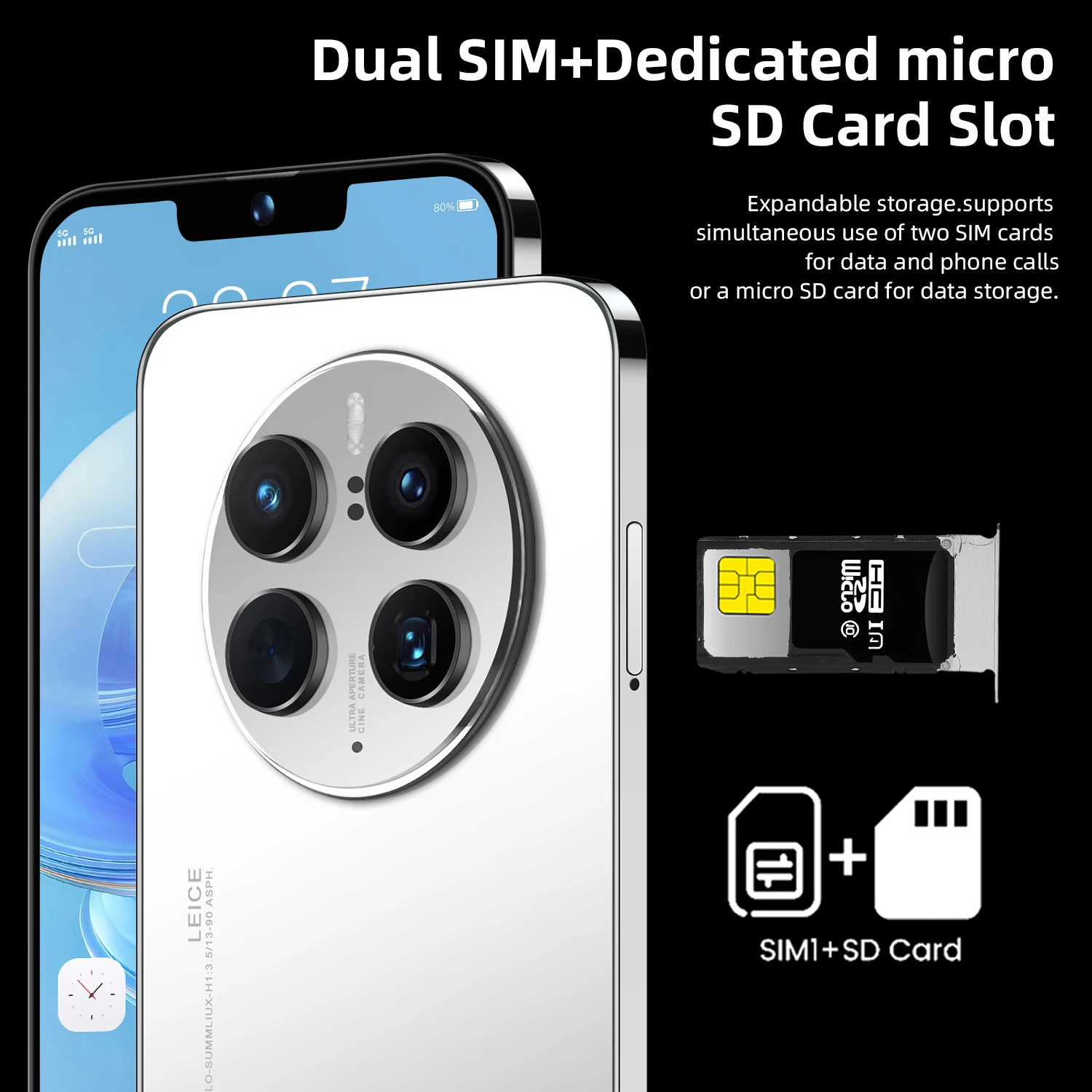 Amoi A50 Global Version Android 2GB RAM +16GB ROM 4G Mobile Phones Smartphone 5200mAh Big Battery 6.6-inch 5MP +16MP Camera