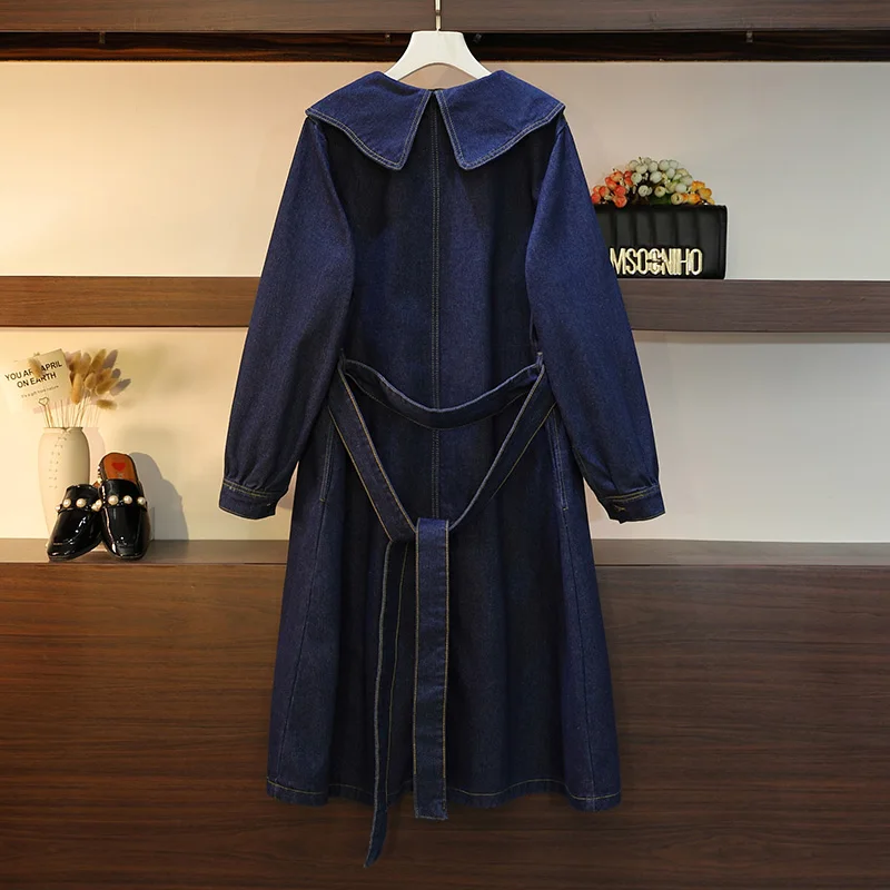 Plus Size women's Doll Collar Denim Skirt 2023autumnnewmeatshow thinloosedress Plus Size women's Doll Collar Denim Skirt 2023autumnnewmeatshow thinloosedress