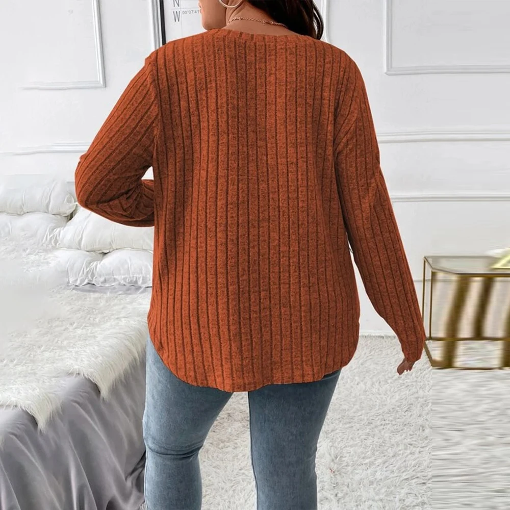 Plus Size Casual Long Sleeve T-shirt Top Women's Clothing 2023 Autumn Winter Oversized Basic Skirt For Female Korean Pullover