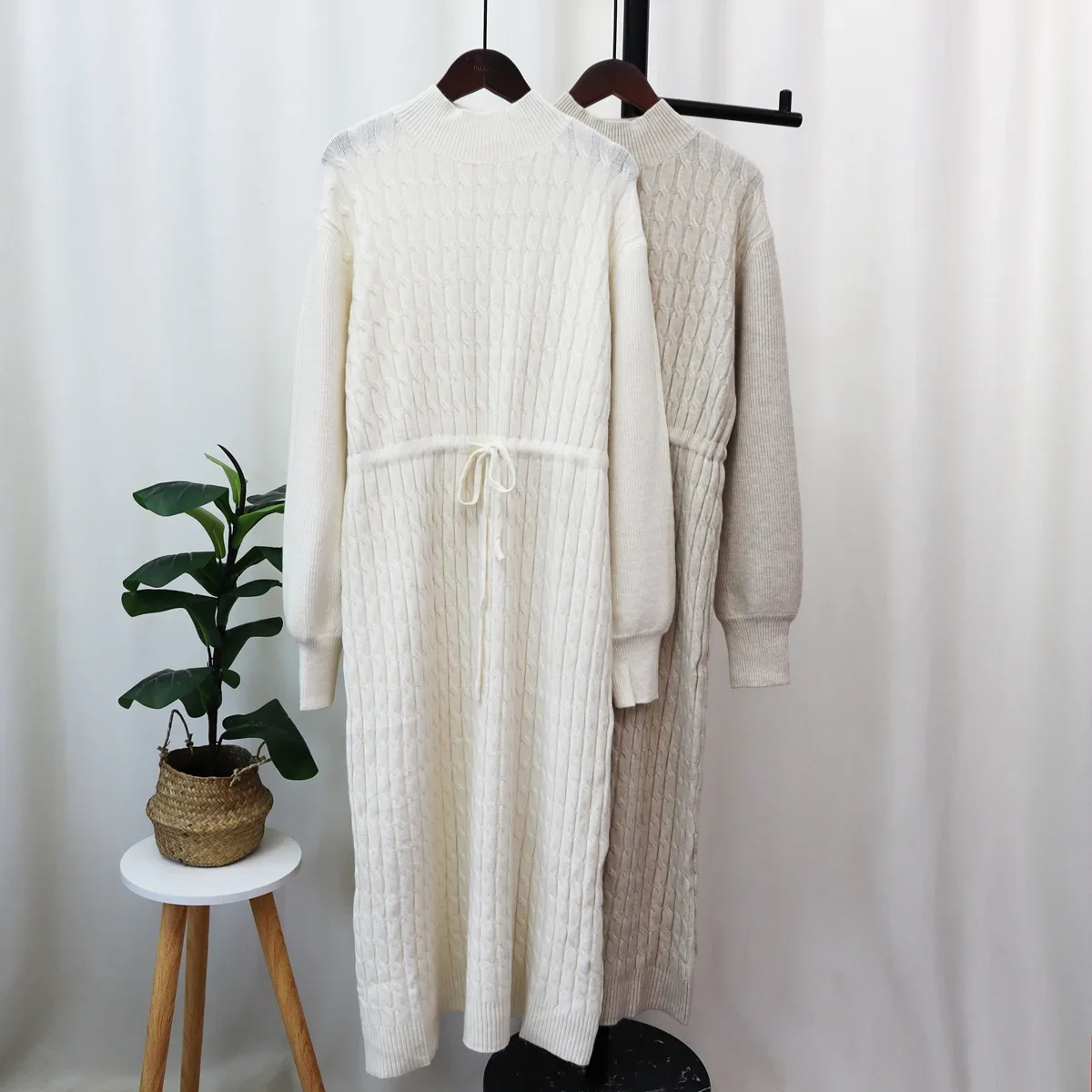 Plus Size 2023 Autumn and Winter New Style Knitted Dresses with Coats Feminine Waist Sweater Bottoming Outer Long Skirt Trend Plus Size 2023 Autumn and Winter New Style Knitted Dresses with Coats Feminine Waist Sweater Bottoming Outer Long Skirt Trend