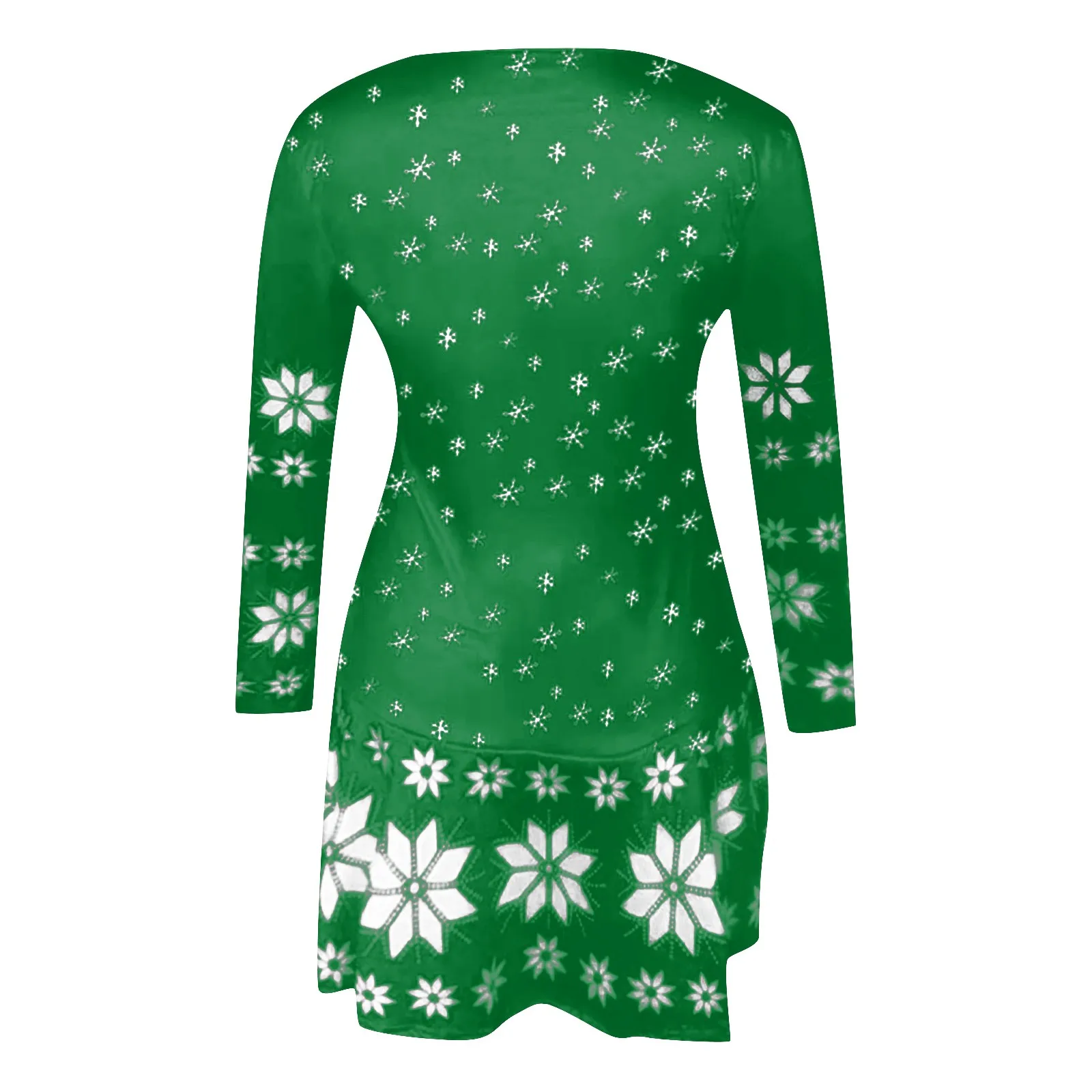 Plus Size Autumn and Winter Women's Fashion Round Neck Christmas Print Pleated Skirt Long Skirt