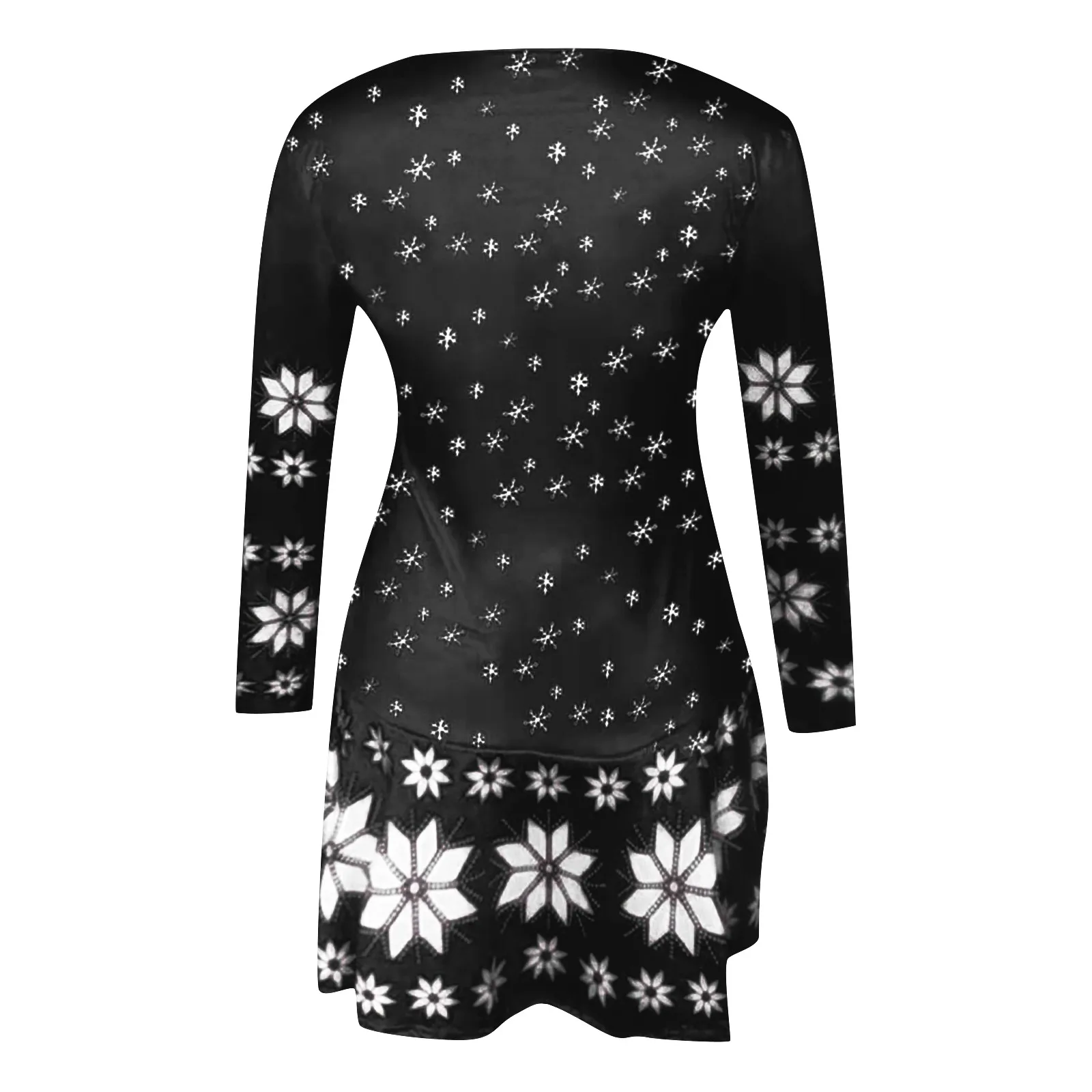 Plus Size Autumn and Winter Women's Fashion Round Neck Christmas Print Pleated Skirt Long Skirt