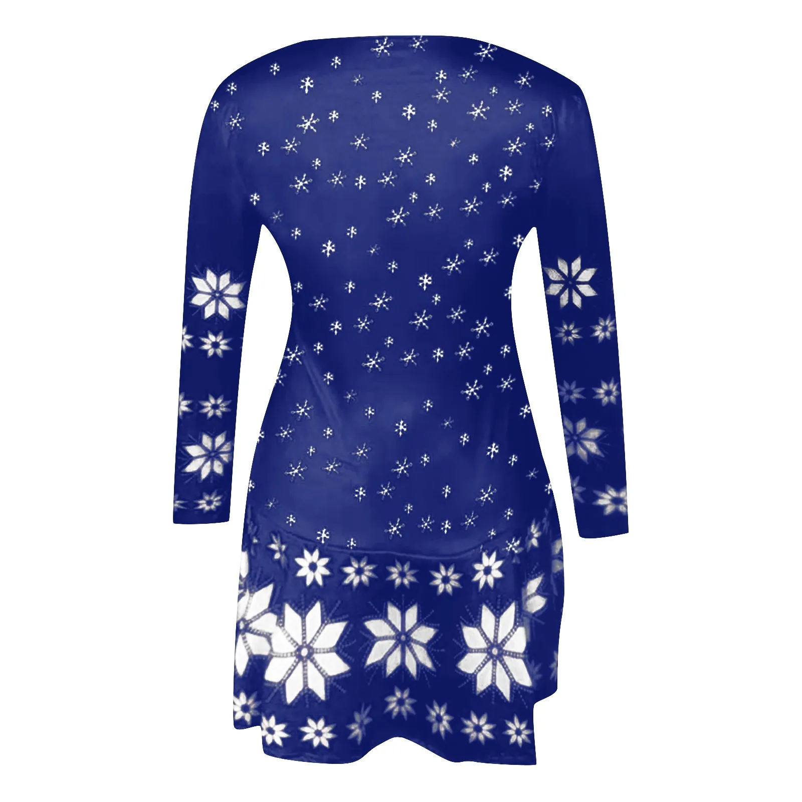 Plus Size Autumn and Winter Women's Fashion Round Neck Christmas Print Pleated Skirt Long Skirt