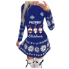 Plus Size Autumn and Winter Women's Fashion Round Neck Christmas Print Pleated Skirt Long Skirt