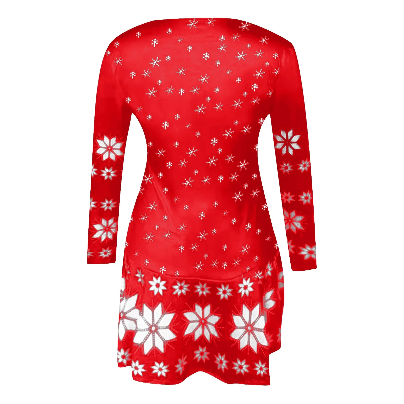 Plus Size Autumn and Winter Women's Fashion Round Neck Christmas Print Pleated Skirt Long Skirt