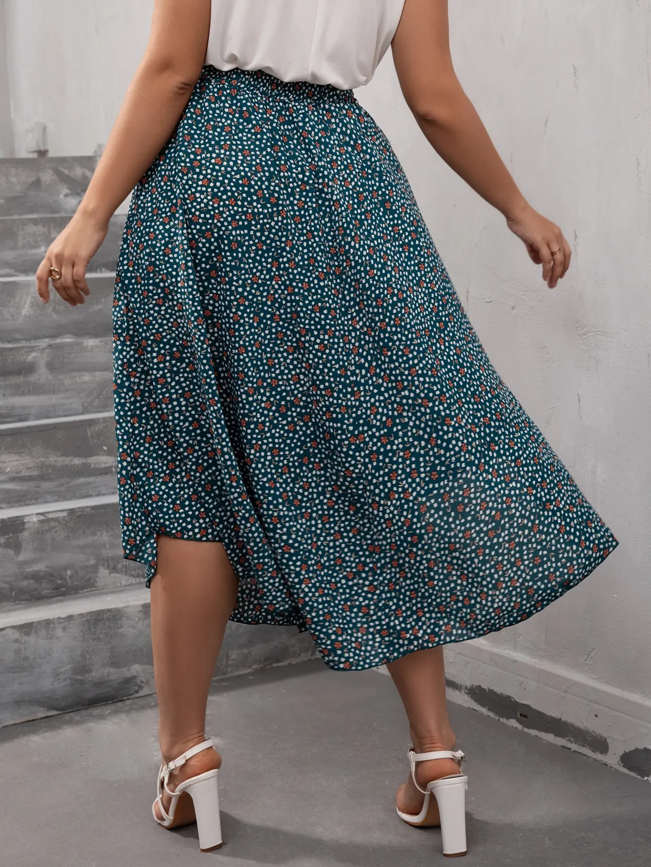 Finjani Women Skirts Plus Size Dark green printed Women's skirt Fashion 4XL Loose Skirt For Obese Ladies