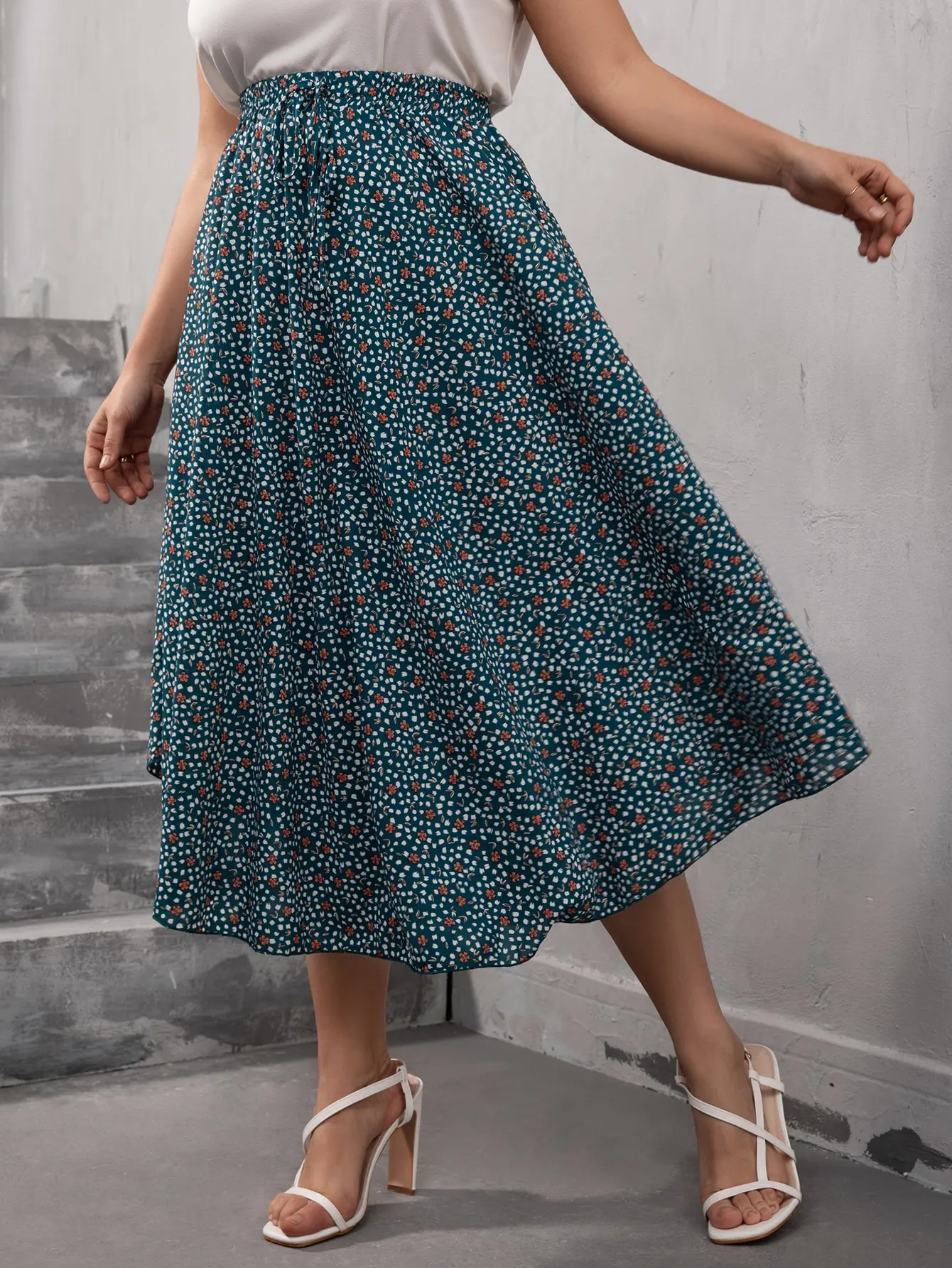 Finjani Women Skirts Plus Size Dark green printed Women's skirt Fashion 4XL Loose Skirt For Obese Ladies