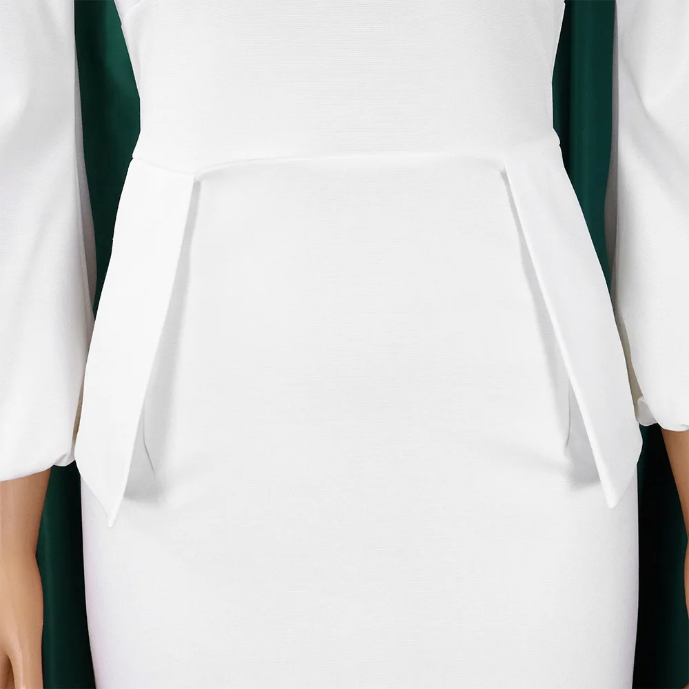 Women's Dress New Style Fashion V-Neck Puffy Sleeves Elegant Workplace Temperament European American Slit Plus Size Pencil Skirt