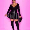 LW SXY Plus Size Faux Leather Ball Gown A Line Skirt 2023 Women Autumn Winter Basic Fashion PU Black High Wasit Skirt