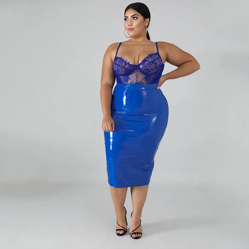 High Waist Faux Latex Skirts Women Plus Size PU Leather Midi Skirts Back Zip Ladies Bodycon Stretchy Skirt Hem Split 7XL Custom High Waist Faux Latex Skirts Women Plus Size PU Leather Midi Skirts Back Zip Ladies Bodycon Stretchy Skirt Hem Split 7XL Custom