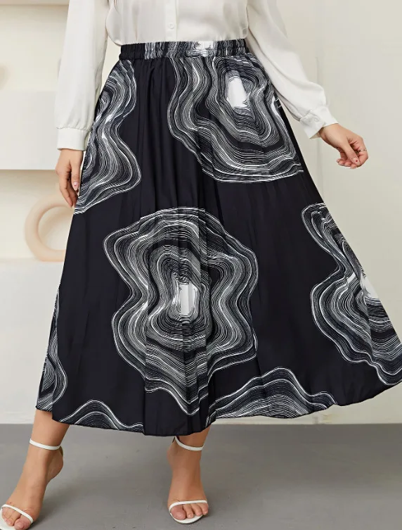 Plus Size Women Skirts 2023 New High-waisted Retro Temperament Commute Skirt Large Size Fashion Leisure Printing Pleated Skirt Plus Size Women Skirts 2023 New High-waisted Retro Temperament Commute Skirt Large Size Fashion Leisure Printing Pleated Skirt