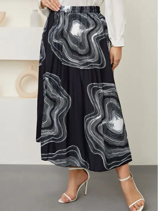 Plus Size Women Skirts 2023 New High-waisted Retro Temperament Commute Skirt Large Size Fashion Leisure Printing Pleated Skirt Plus Size Women Skirts 2023 New High-waisted Retro Temperament Commute Skirt Large Size Fashion Leisure Printing Pleated Skirt